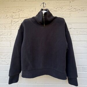 CALLA Women's Size S Black Waffle Knit Quarter Zip Pullover Sweatshirt